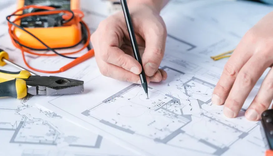 Elektrik proje çizimi üzerinde ölçüm